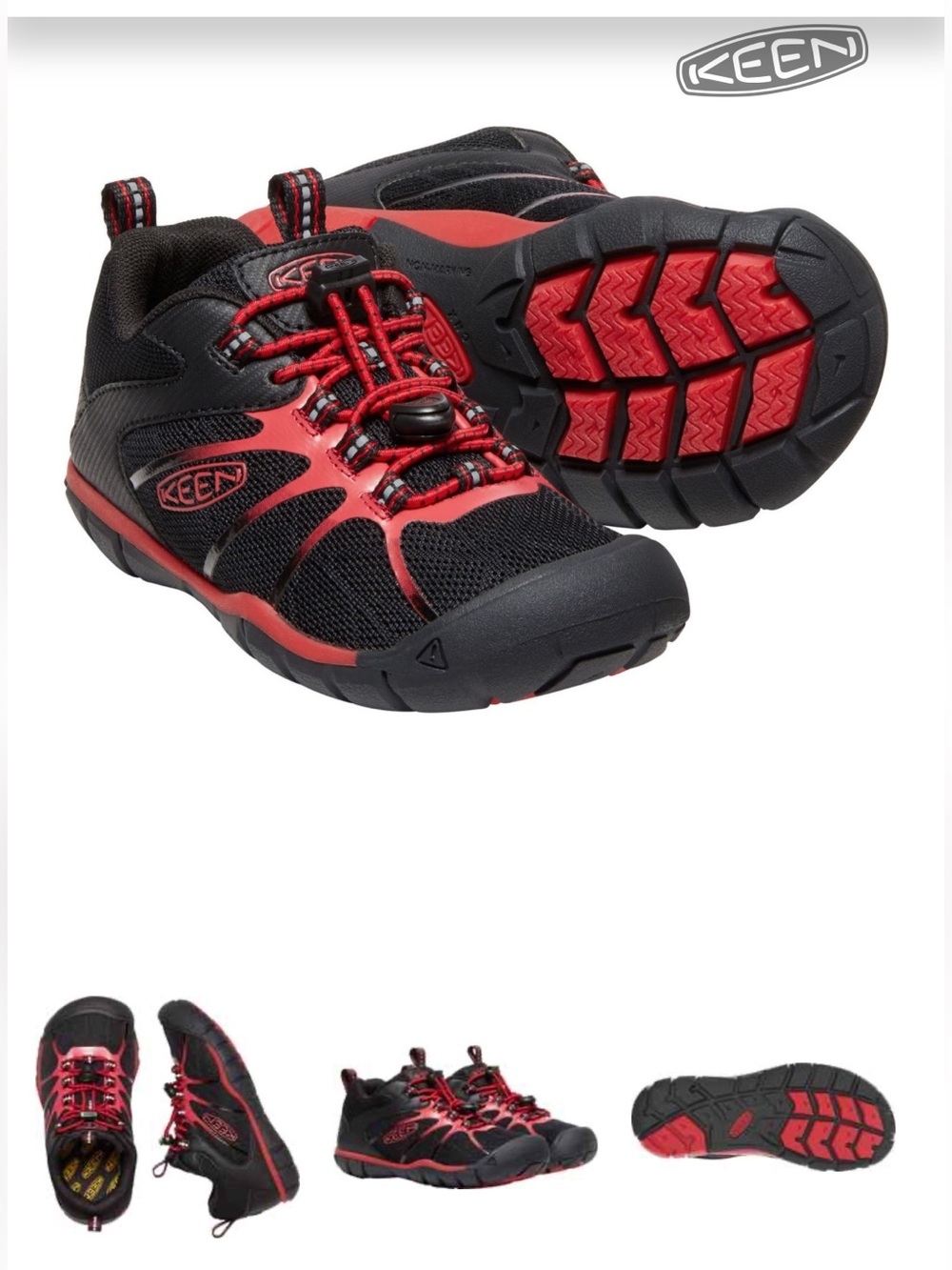 KEEN Toddler Boy’s Rugged Black & Red Low-Top Athletic/Trail Shoes, Size 9
